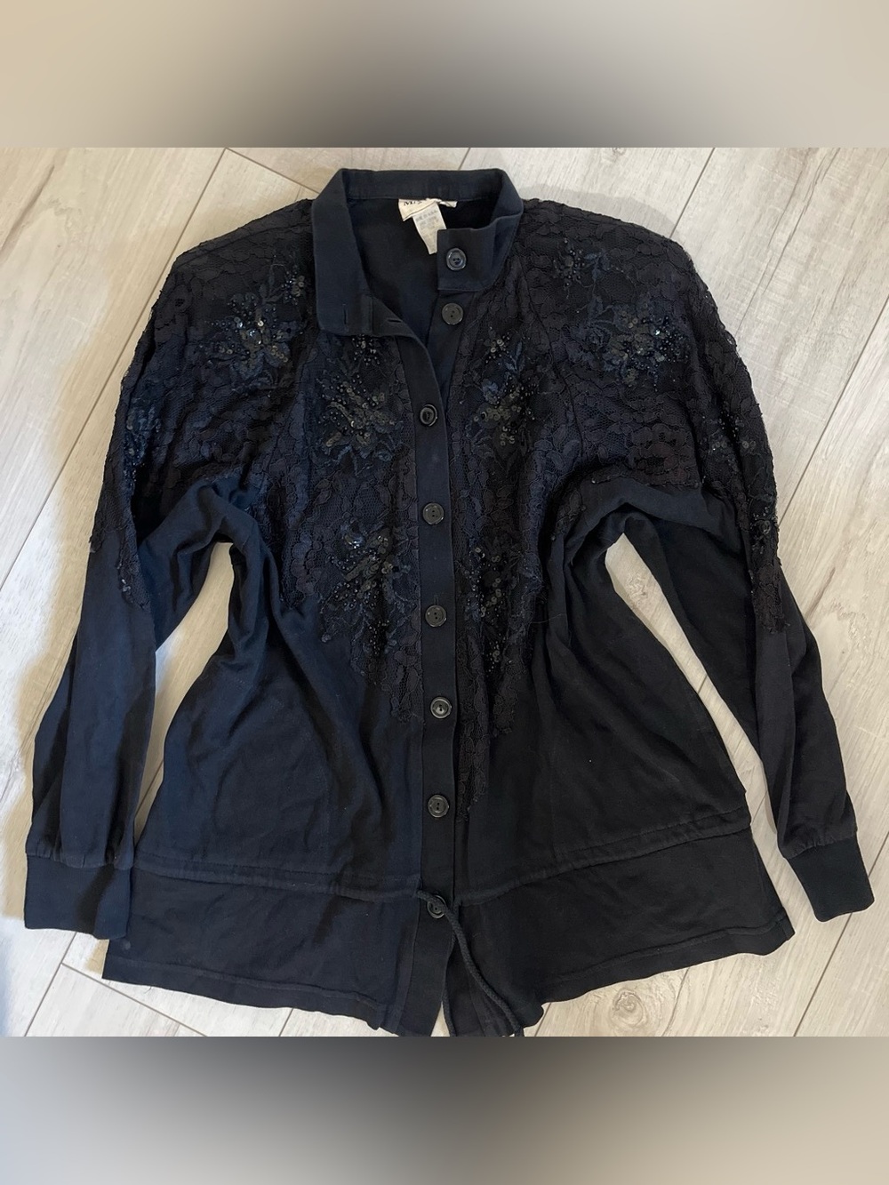 Vintage Marissa Webb Lace Sequin Embellished Tie-Front Blouse